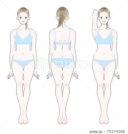 女性の全身 水色ビキニのイラスト素材 女性の全身 水色ビキニのイラスト素材