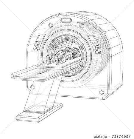 Female Patient Lying on a CT or MRI Scan. Vector Female Patient Lying on a CT or MRI Scan. Vector 73374937