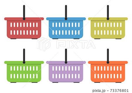 Flat colored grocery basket vector illustration Flat colored grocery basket vector illustration 73376801