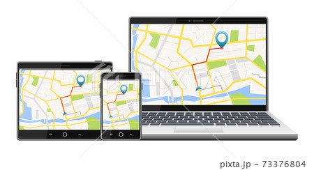 GPS satellite navigation system on screen 73376804
