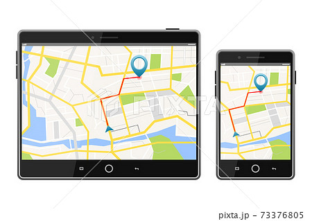 GPS satellite navigation system on screen 73376805