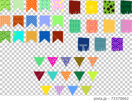 ガーランドフラッグのパターンと形セット 73378662
