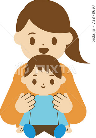 お母さんと子供 抱っこのイラスト素材
