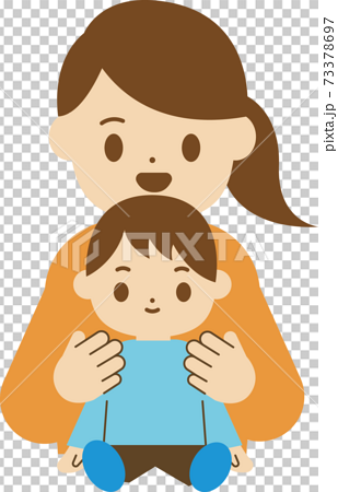 お母さんと子供 抱っこのイラスト素材