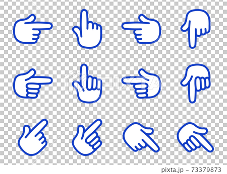 Arrow hand icon set blue 73379873