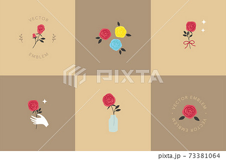 バラの花のロゴとアイコンセットのイラスト素材