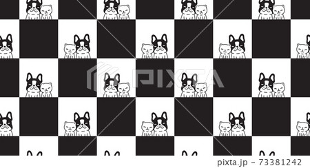 Dog Cat French Bulldog Seamless Pattern Vector のイラスト素材