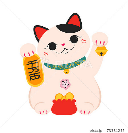 Japanese Maneki Neko With Traditional With Bag のイラスト素材