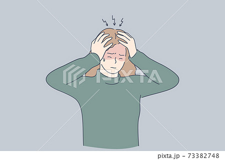 Stress, headache, depression concept 73382748