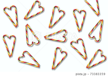 Hearts from striped lollipops on a white background Hearts from striped lollipops on a white background 73383359