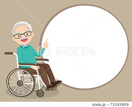 Elderly man Finger pointing with empty space Elderly man Finger pointing with empty space 73383809