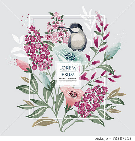 Vector Illustration Of A Floral Frame With A のイラスト素材