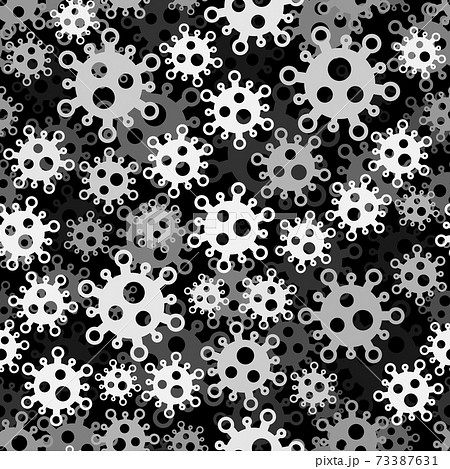 Seamless pattern with coronavirus symbols. Grayscale cells background 73387631