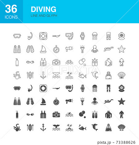 Diving Line Web Glyph Icons 73388626