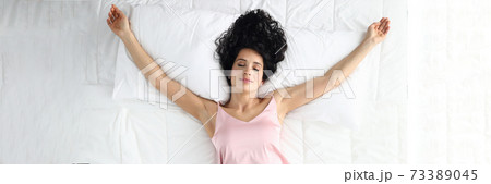 Cute lady dreaming at home Cute lady dreaming at home 73389045