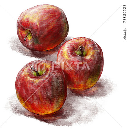 りんごの写実的な手描き水彩画風イラスト 挿絵向け のイラスト素材