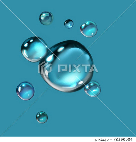 水の中の光が反射する綺麗な気泡のイラスト素材