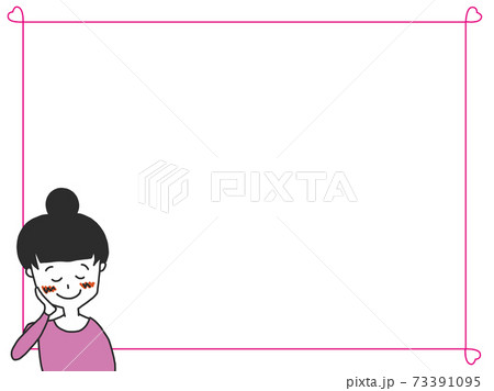 モノクロ女の子のフレーム　うっとり 73391095