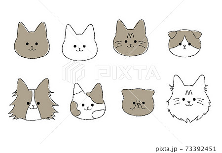シンプルな猫のイラストセットのイラスト素材