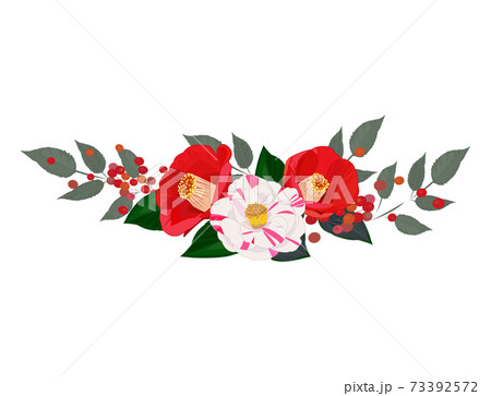 椿の花の飾りのイラスト素材