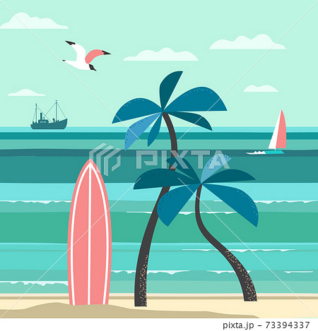 Nostalgic Hawaiian Tropical Vacation vector poster Nostalgic Hawaiian Tropical Vacation vector poster 73394337