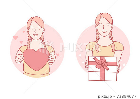 Heart, gift, birthday set concept Heart, gift, birthday set concept 73394677