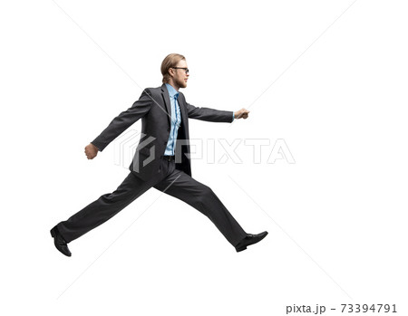 man businessman jumping or running man businessman jumping or running 73394791