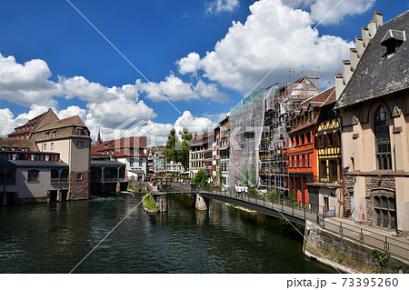 フランス ストラスブール プティット フランス地区の景色の写真素材