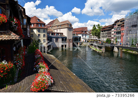 フランス ストラスブール プティット フランス地区の景色の写真素材
