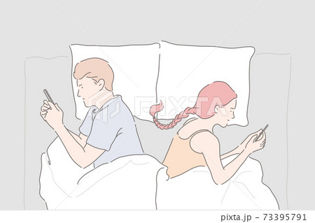 Relationship trouble, mobile phone addiction, marriage crisis concept 73395791