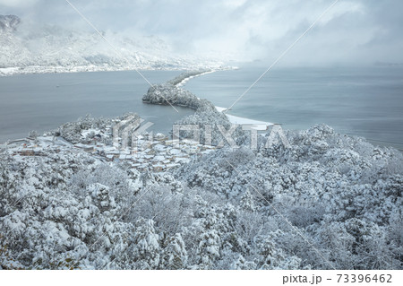 京都府 天橋立 飛龍観 雪景色 73396462