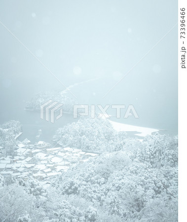 京都府 天橋立 飛龍観 雪景色 73396466