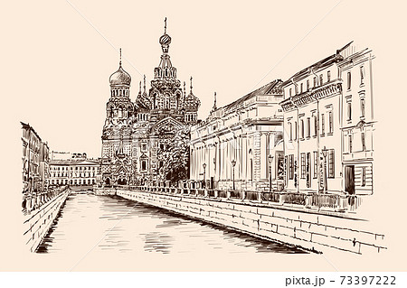 City landscape drawing. City landscape drawing. 73397222