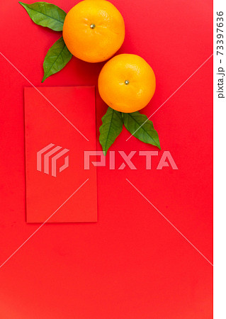 Red envelope put on red background, red envelope orange on special days such as chinese new year, 73397636