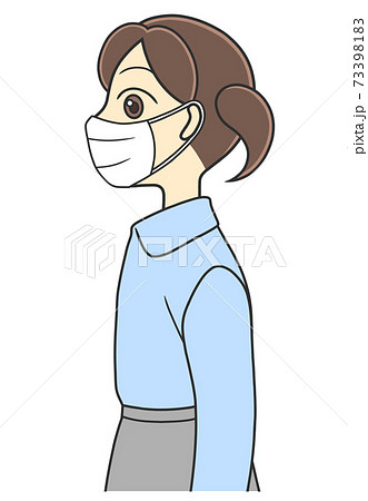 マスクを着けた横向きの女の子のイラスト素材