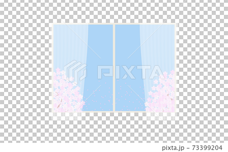 窓越しに見える満開の桜 窓越しに見える満開の桜 73399204