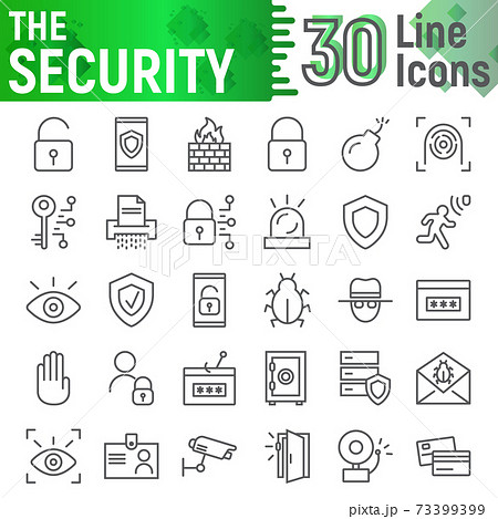 Security line icon set, protection symbols Security line icon set, protection symbols 73399399