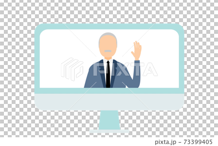 New normal, an elderly man interviewing online 73399405