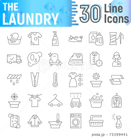 Laundry thin line icon set, clean symbols collection, vector sketches, logo illustrations, wash signs linear pictograms 73399441