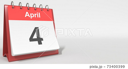 April 4 date written in German on the flip calendar page. 3d rendering April 4 date written in German on the flip calendar page. 3d rendering 73400399