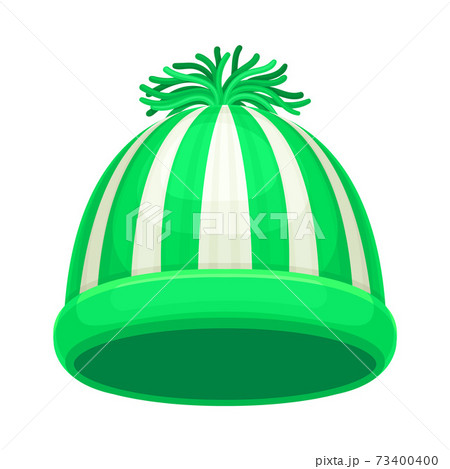 Warm Winter Striped Hat with Pompon as Seasonal Headwear Vector Illustration Warm Winter Striped Hat with Pompon as Seasonal Headwear Vector Illustration 73400400