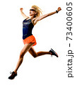 beautiful woman runner jogger jogging running isolated white background 73400605