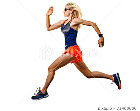 beautiful woman runner jogger jogging running - Stock Photo [73400606] -  PIXTA