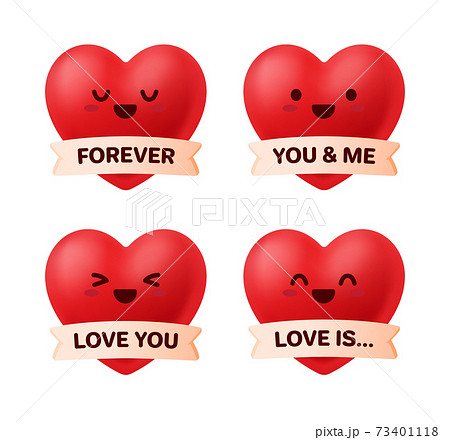 Vector Set Of Valentine'S Day Stickers With... - Stock Illustration  [73401118] - Pixta