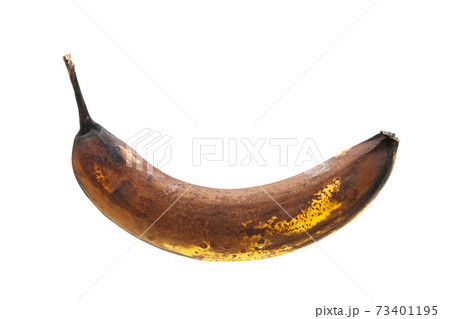overripe spotted banana in yellow rotten peel vegetarian food isolated exotic fruit on white background. 73401195