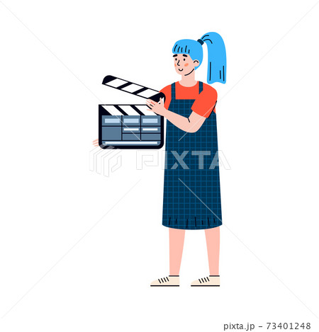 Movie director assistant woman cartoon...のイラスト素材 [73401248] - PIXTA