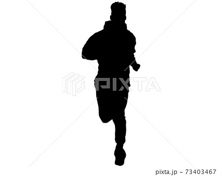 ジョギングをする男性シルエット 正面4のイラスト素材