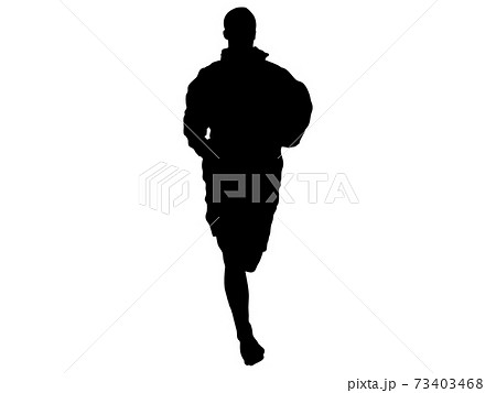 ジョギングをする男性シルエット 正面5のイラスト素材