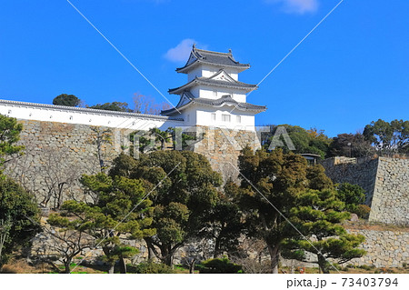 【兵庫県】晴天下の明石城（巽櫓） 73403794