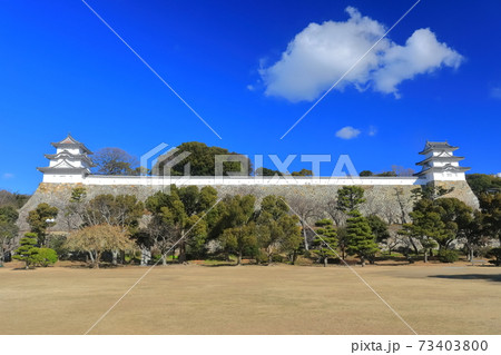 【兵庫県】晴天下の明石城（坤櫓と巽櫓） 73403800